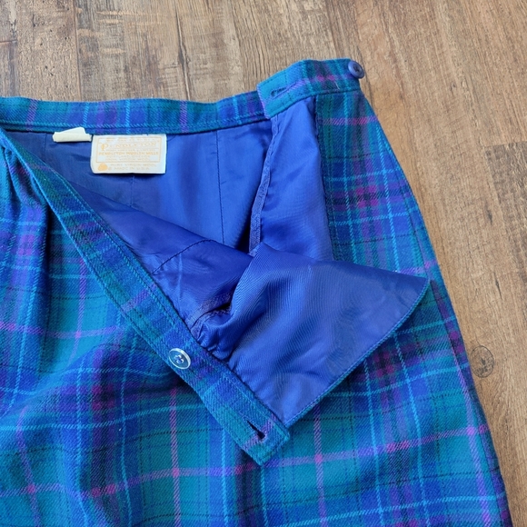 Vintage Pendleton Blue Purple Plaid Wool Skirt - Picture 5 of 8